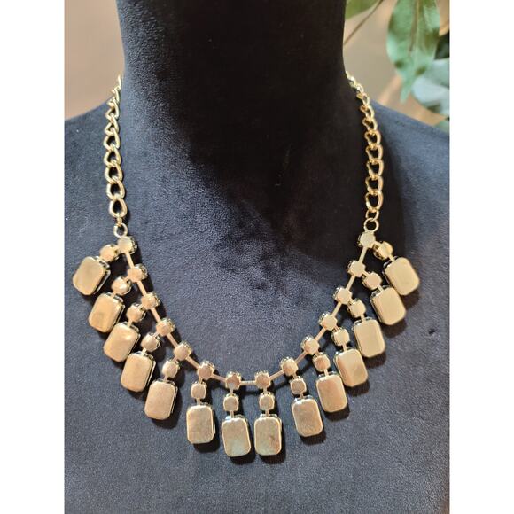 Women's Gold Chain Rainbow Crystal Statement Necklace With Lobster Clasp Lock - Picture 7 of 7